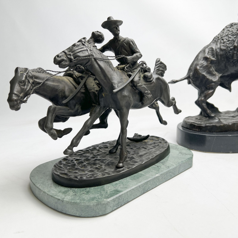 after Frederic Remington - Coming Through the Rye / Wounded Bunkie / Buffalo Horse (3 Works)