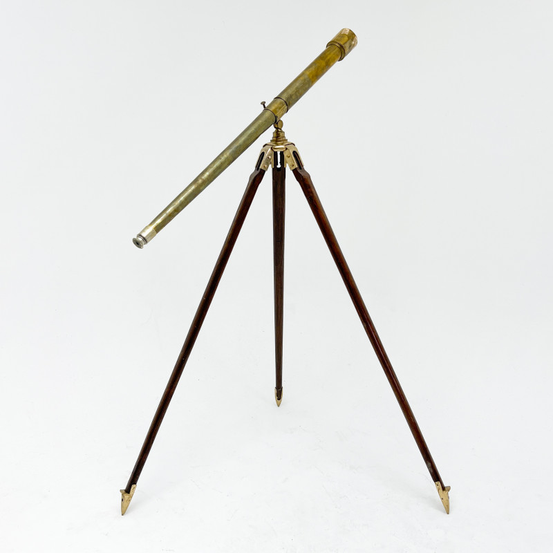 Brass-Mounted Mahogany Telescope