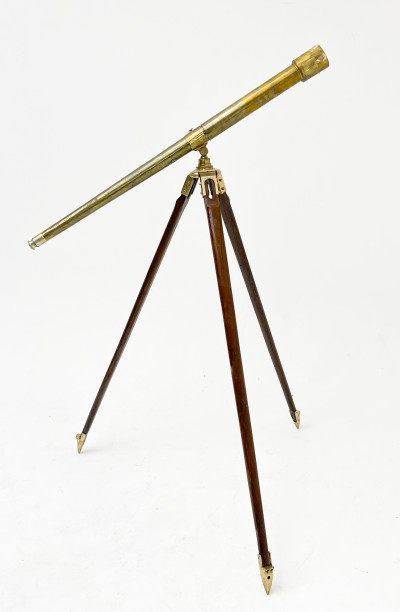 Brass-Mounted Mahogany Telescope