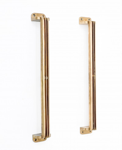 Image for Lot Art Deco Brass Door Pulls, Pair