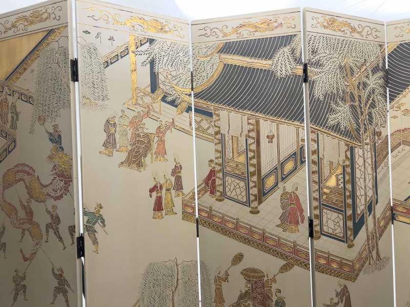 Chinese Lacquered Palace Screen