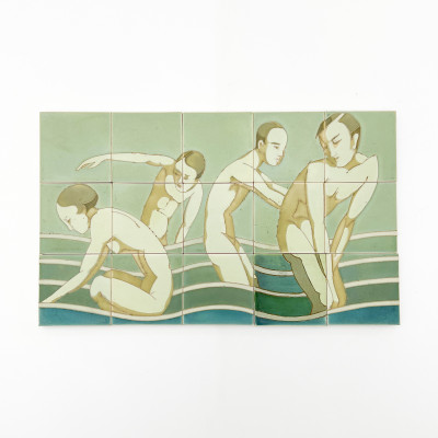 Image for Lot Bathers Ceramic Tile Plaque