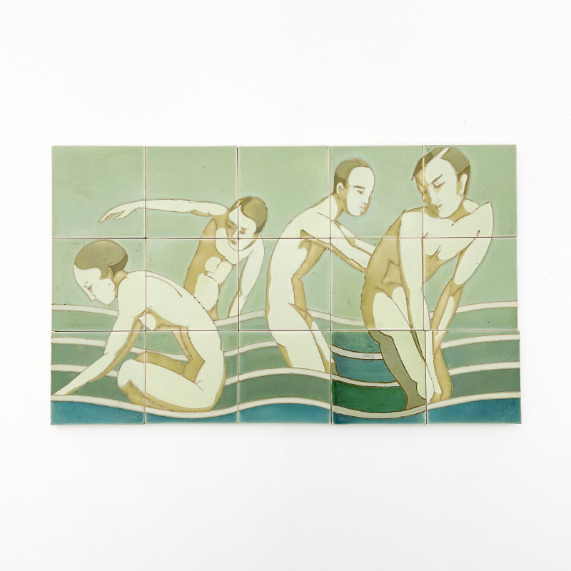 Bathers Ceramic Tile Plaque