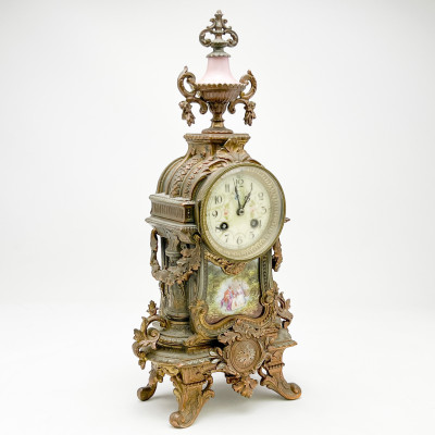 Image for Lot French Brass Mantle Clock