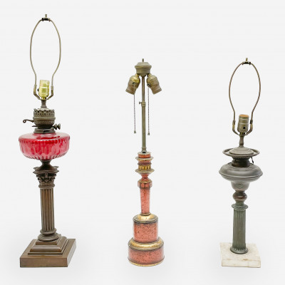 Image for Lot Electrified Oil Lamps, Group of 3