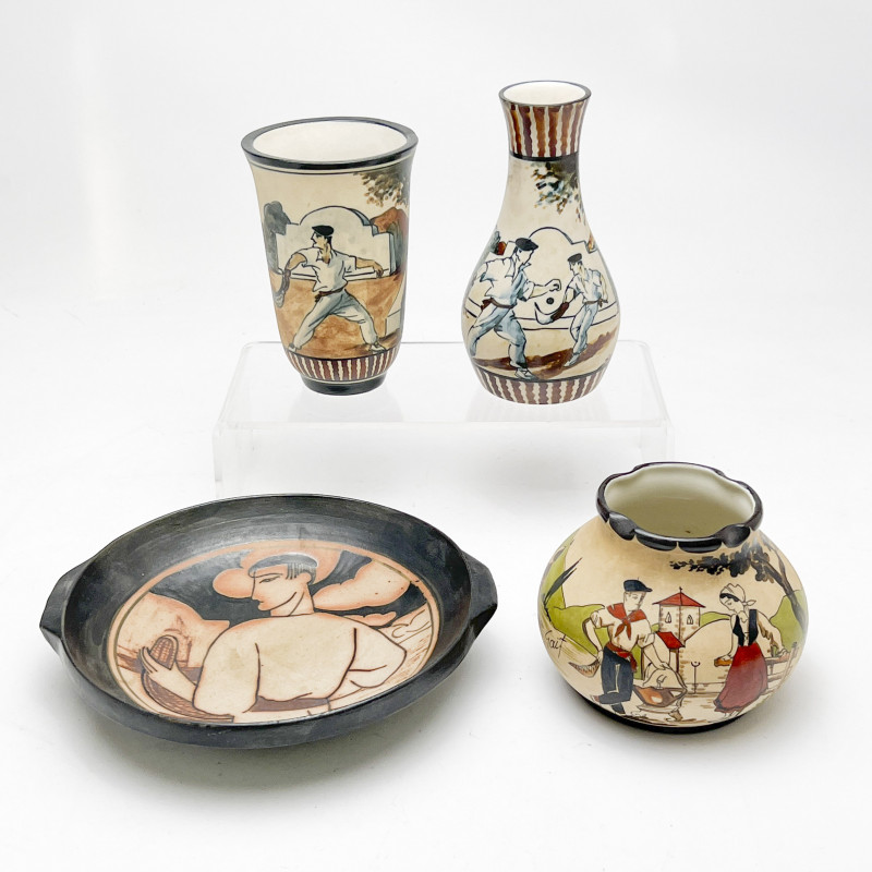 Étienne Vilotte & Poterie De Ciboure - Bowl and Vases, Group of 4