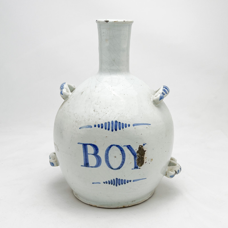 "Boy" Stoneware Wine Bottle