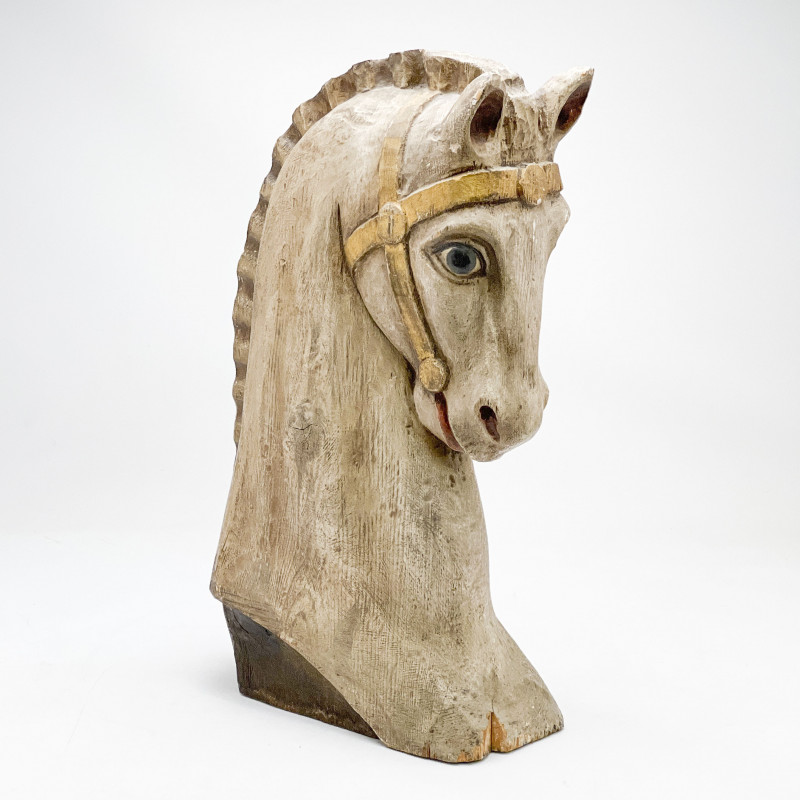 Polychrome Wood Horse Head