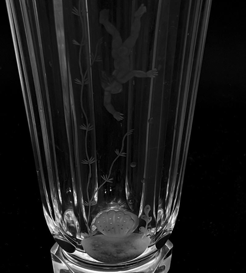 Orrefors Glassworks - Etched Paneled Vase