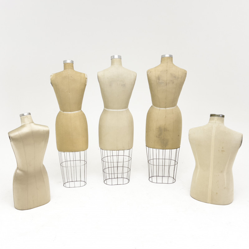 Geoffrey Beene Muslin Covered Studio Mannequins, Group of 5