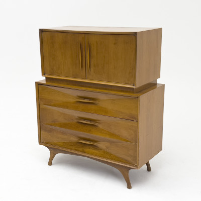 Image for Lot Style of Albert Parvin Walnut High Chest