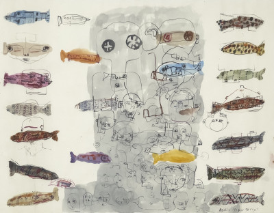 Renelio Marin - Untitled (Fish and Figures)