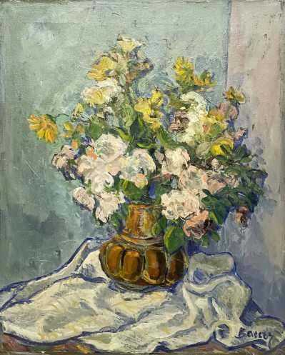 Image for Lot Albert Bela Bauer - Still Life with Yellow Daisies and Peonies