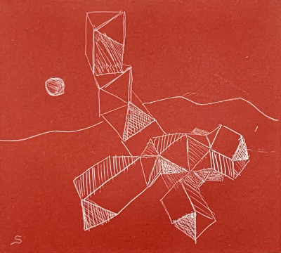 Sebastián - Untitled (Geometric Form in Red)