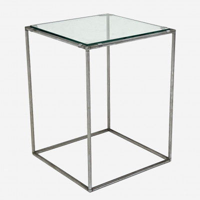 Image for Lot Mid Century Glass and Chrome Side Table