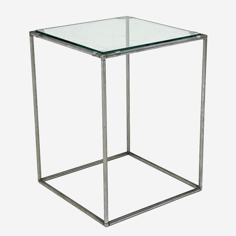 Mid Century Glass and Chrome Side Table