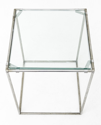 Mid Century Glass and Chrome Side Table