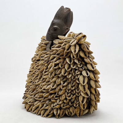African - Yoruba Ibeji Twin Figure with Cowrie Shell Cloak