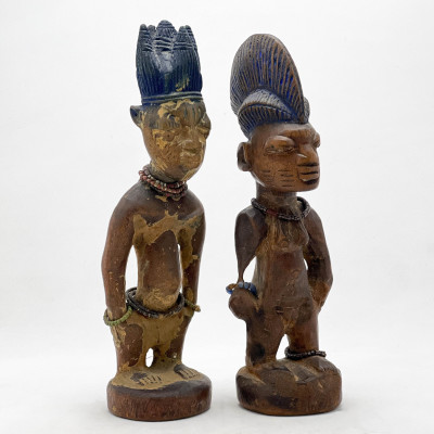 African - Male and Female Yoruba Ibeji Figures, Pair