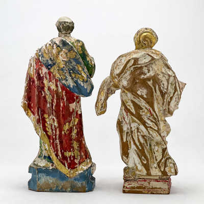 Continental - Italian Polychrome Wood Carved Figures, Group of 2