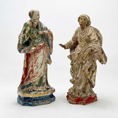 Continental - Italian Polychrome Wood Carved Figures, Group of 2