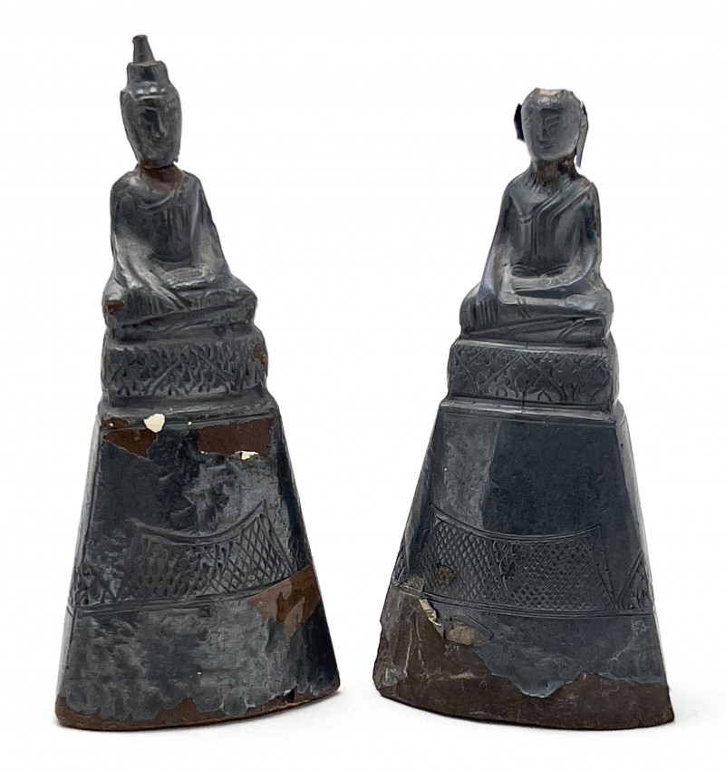 Cambodian - Silver Foil Covered Seated Buddha, Group of 4
