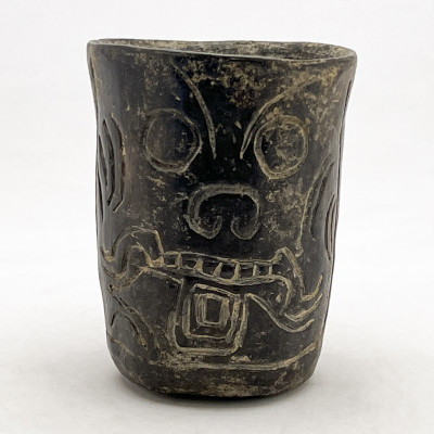 Pre-Columbian, Mayan - Skull Face Vase