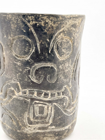 Pre-Columbian, Mayan - Skull Face Vase
