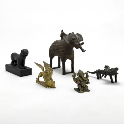Image for Lot Tribal Animal Metal Figurines, Group of 5