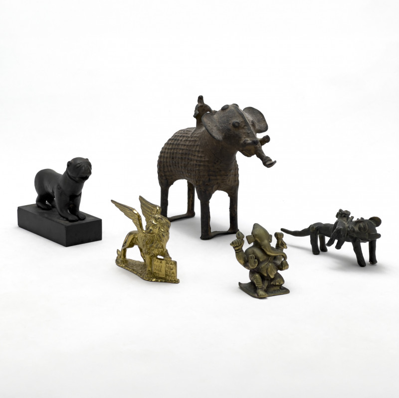 Tribal Animal Metal Figurines, Group of 5
