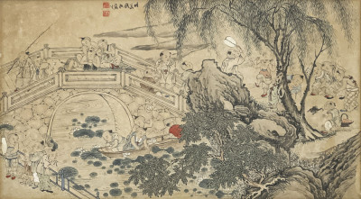 Chinese - Garden Scenes, Group of 4