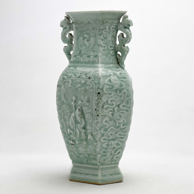 Image for Lot Chinese - Carved Celadon Vase
