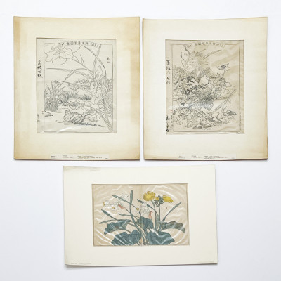Image for Lot Japanese - Floral Woodcut Prints, Group of 3