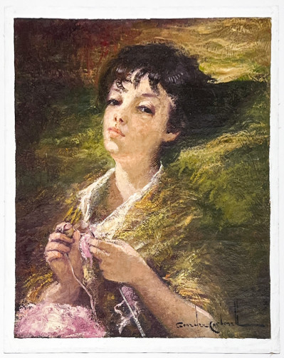 Rosendo Gonzalez Carbonell - Girl Knitting