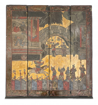 Image for Lot Chinese - Four Panel Coromandel Screen