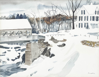 Kathleen Bruskin - Winter Scene with Bridge