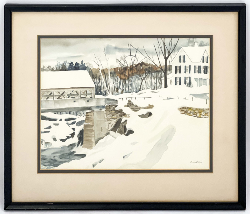 Kathleen Bruskin - Winter Scene with Bridge