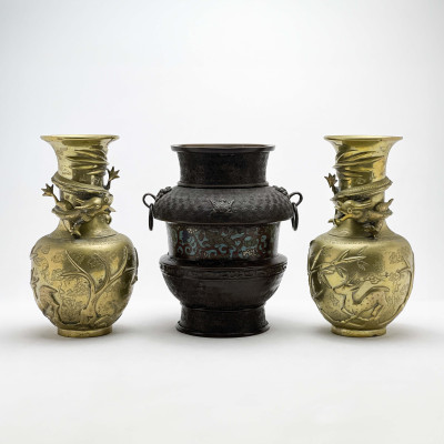 Chinese - Brass and Bronze Vases, Group of 3