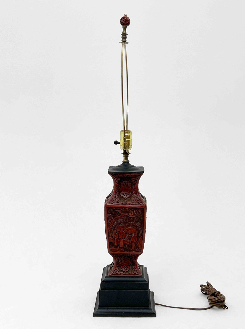 Chinese - Cinnabar Vase Mounted as Lamp