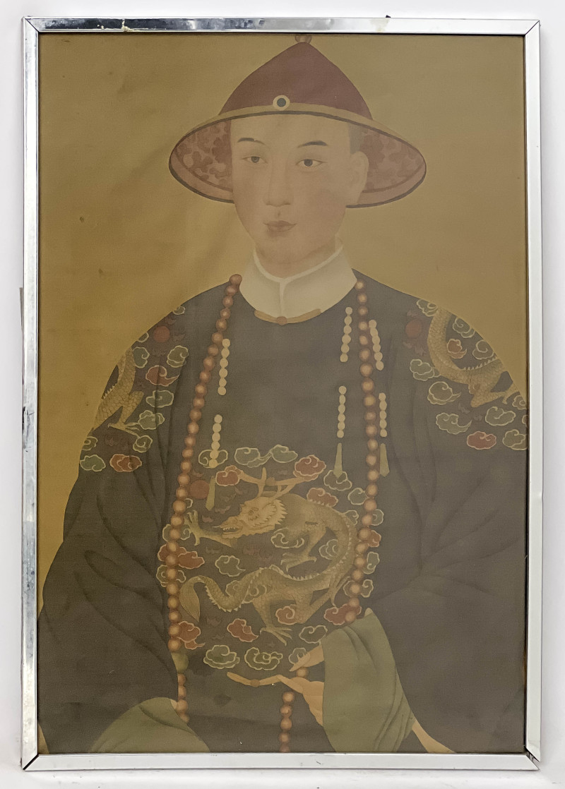 Chinese Portrait of a Court Official, Print on Silk