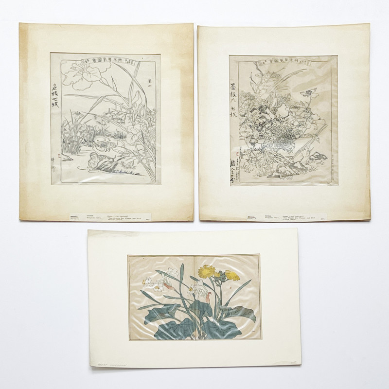 Japanese - Floral Woodcut Prints, Group of 3