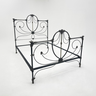 Image for Lot Iron and Brass Bed Frame