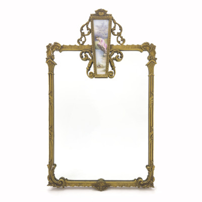 Image for Lot Louis XV Style Mirror with Painted Porcelain Plaque