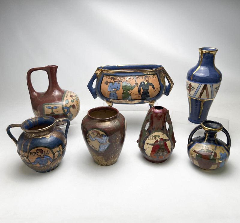 Bayeux Tapestry Lustre Vases, Group of 7