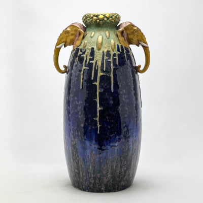 Image for Lot Art Nouveau Amphora Elephant Head Vase