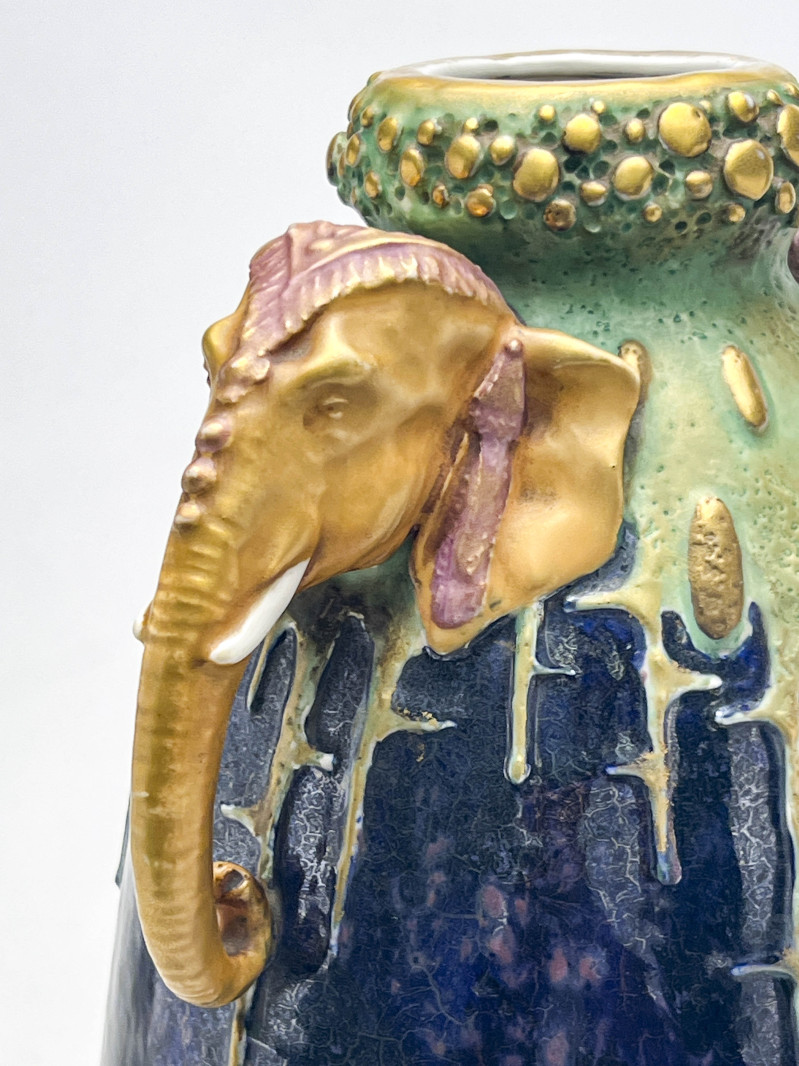 Art Nouveau Amphora Elephant Head Vase