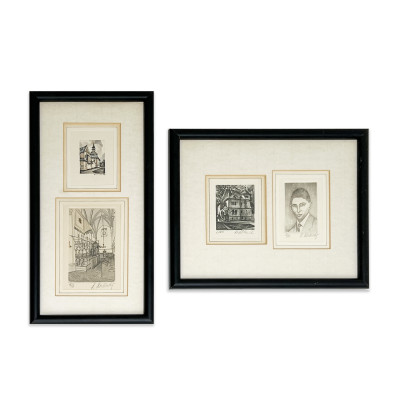 Unknown Artist - Untitled (Interior, Portrait, and Exteriors), Group of 2