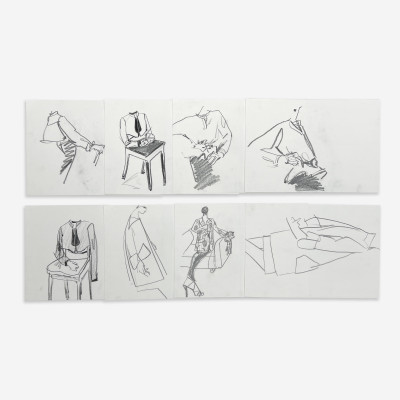 Joe Eula - Fashion Sketches for Geoffrey Beene, Group of 8