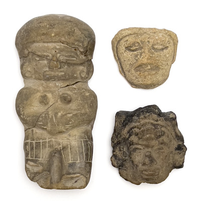 Image for Lot Pre-Columbian - Heads and Figure, Group of 3