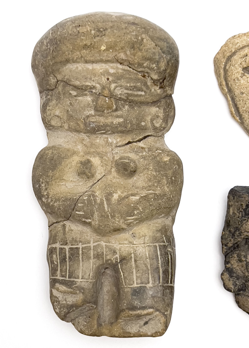 Pre-Columbian - Heads and Figure, Group of 3